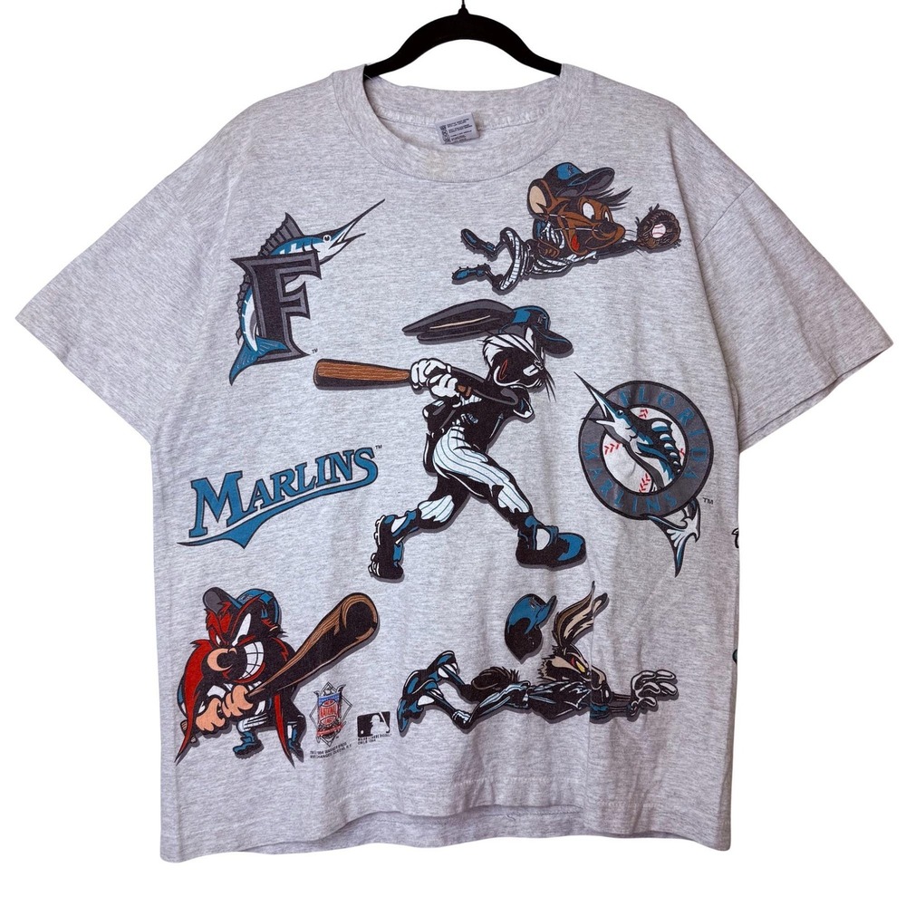 1993 Florida Marlins Looney Tunes T-Shirt Men's Large Vintage MLB Baseball 90s